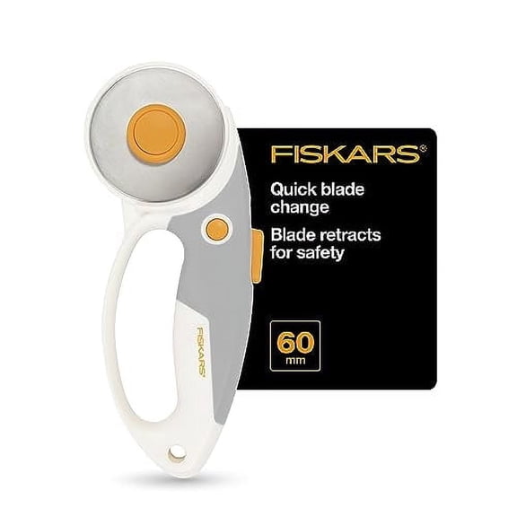 Fiskars 60mm Rotary Cutter for Fabric - Titanium Rotary Cutter Blade - Craft Supplies - Crafts, Sewing, and Quilting Projects - White C28