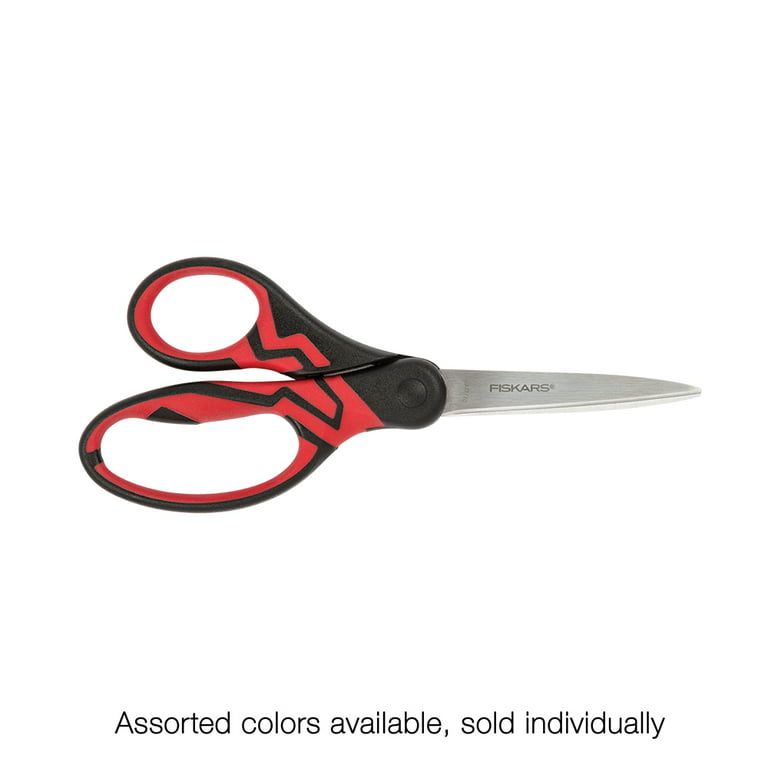 School Scissors, L: 14 cm, Both Left and Right, black, red, 12 pc/ 1 pack