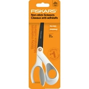 Fiskars 8" Adult Non-Stick Titanium Scissors with Softgrip, Orange & Grey,