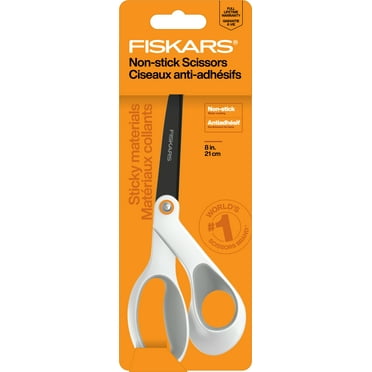 Fiskars 8" Adult Non-Stick Titanium Scissors with Softgrip, Orange & Grey,