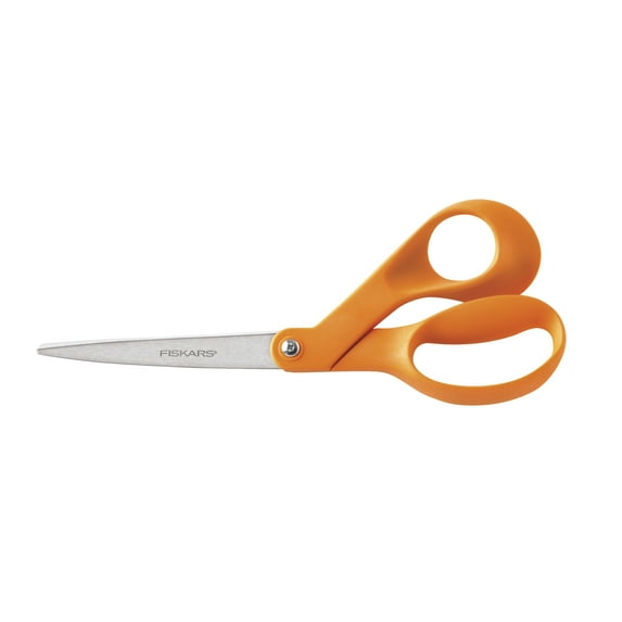 Fiskars 8 Inch Original, Orange Handled Scissors for Adults