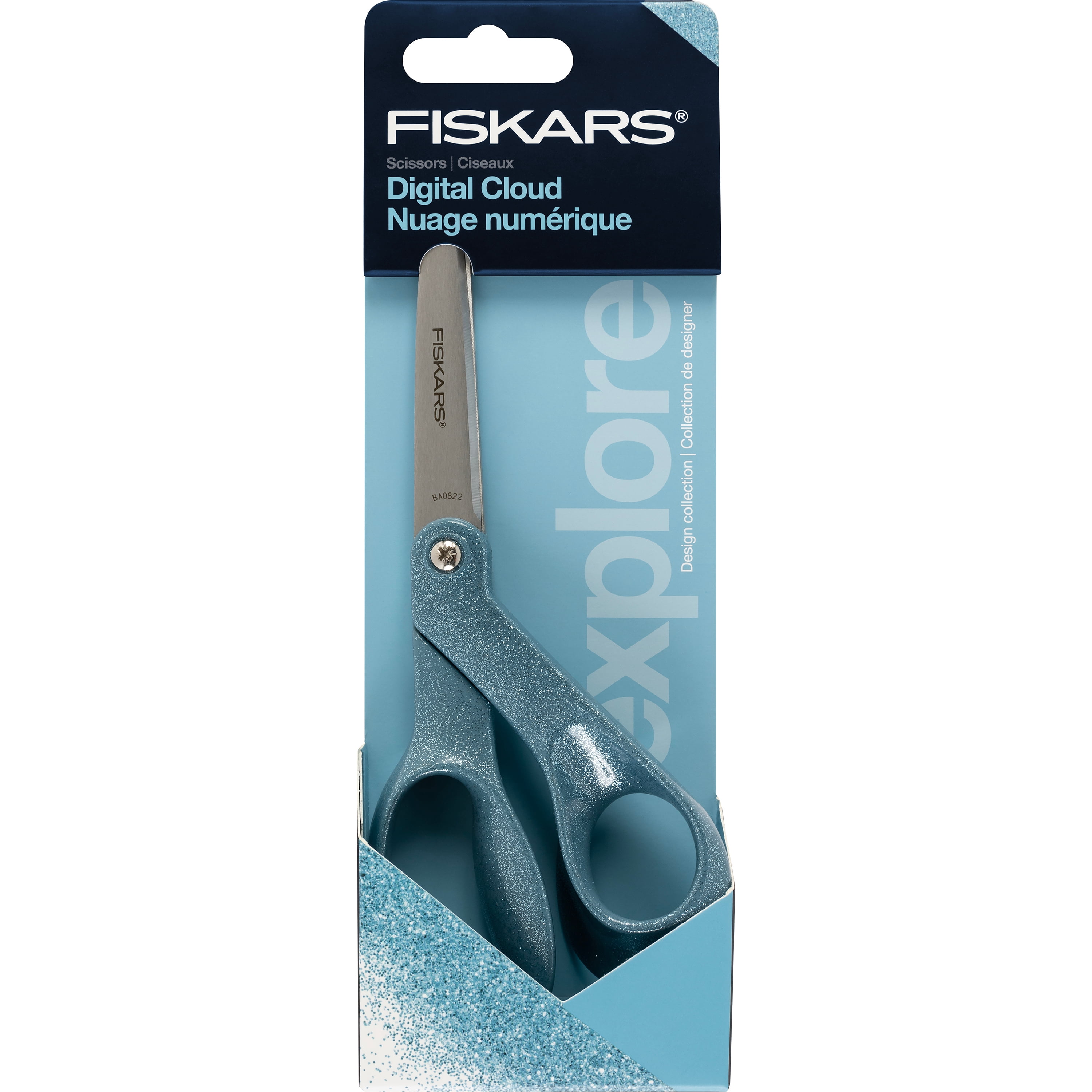 Fiskars 8in Fashion Glitter Scissors, Light Blue 