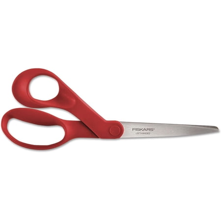 Fiskars 94507797J Our Finest Left-Hand Scissors, 8-Inch Length, 3-3/10-Inch Cut, Red — Residential Use, Standard Application