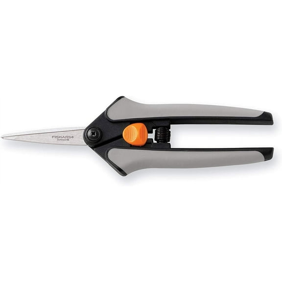Fiskars Softouch Micro Tip Pruning Shears - Adjustable, Non-Coated Blades, Gray