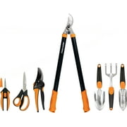 Fiskars Beginner 7 Pc Garden Tools Bundle, Steel, Orange and Black