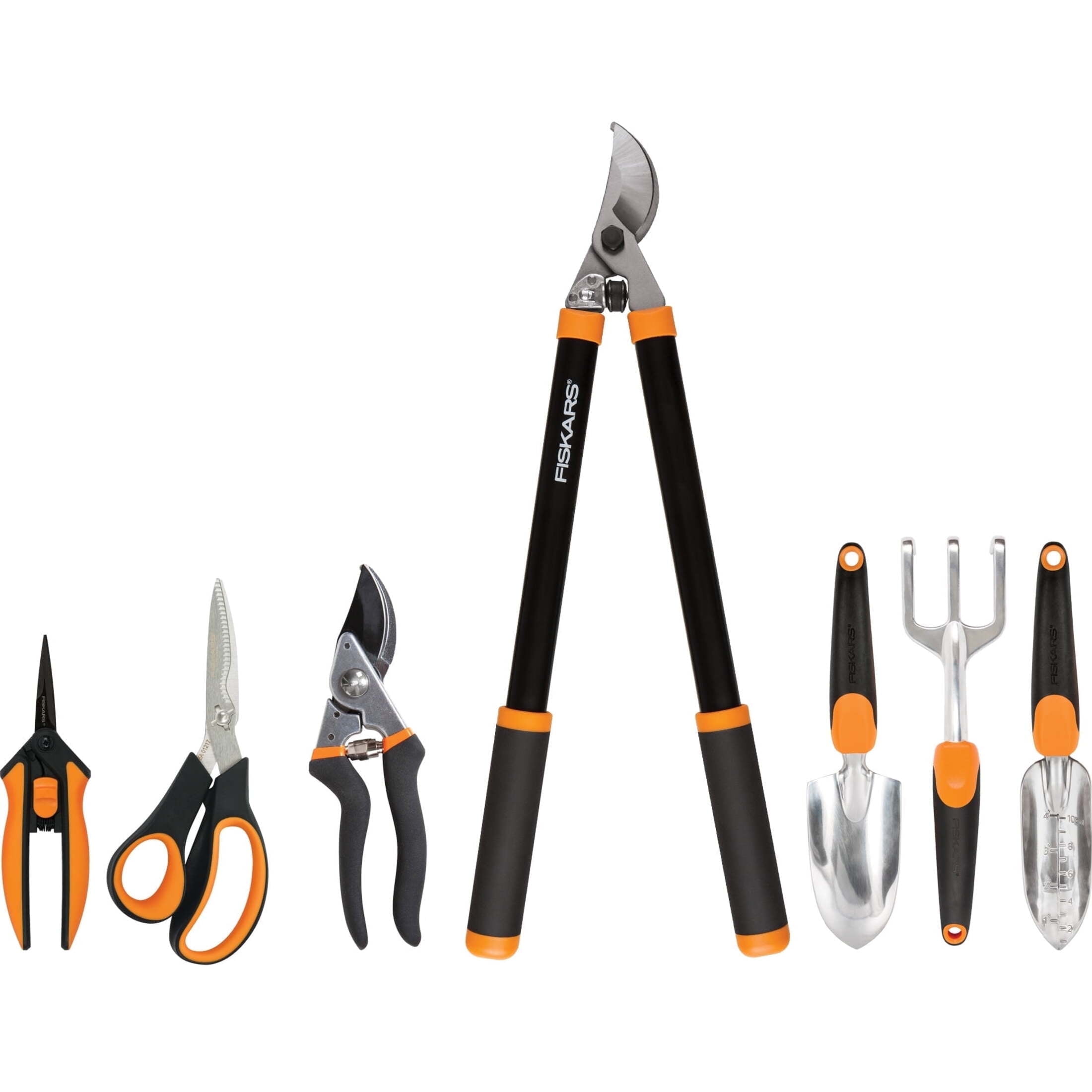 Fiskars Beginner 7 Pc Gardening Tools Bundle, Steel, Orange and Black