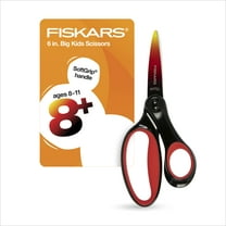 Fiskars Big Kids Scissors, 6", Pointed, School Supplies for Kids 8 & Up, Red/Black Ombre