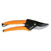 Fiskars 5/8" Bypass Pruner Garden Tool with Steel Blade and Soft Grip Handle, Black and Orange