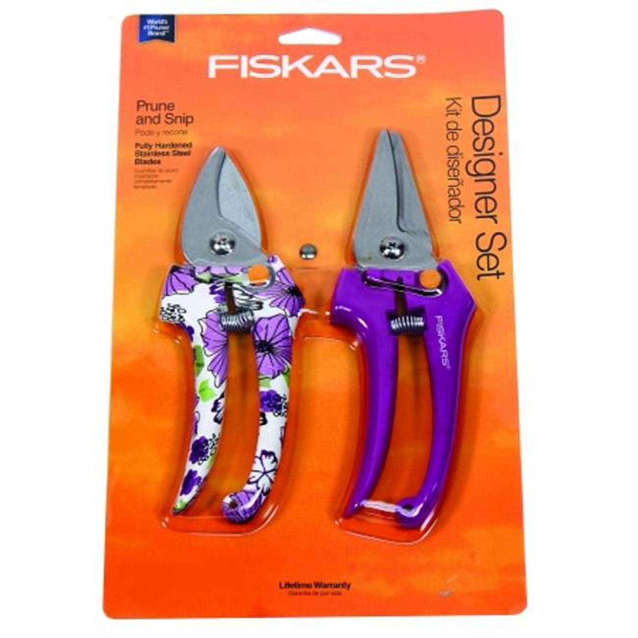 Fiskars Bypass Pruner & Snip Designer Set FloralPurple 3958101001