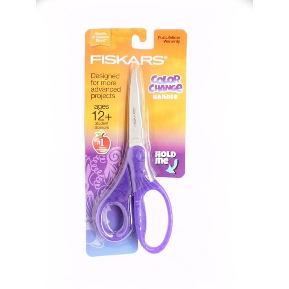 Fiskars Color Change Handle Advanced Projects Student Scissors Purple Ages 12+