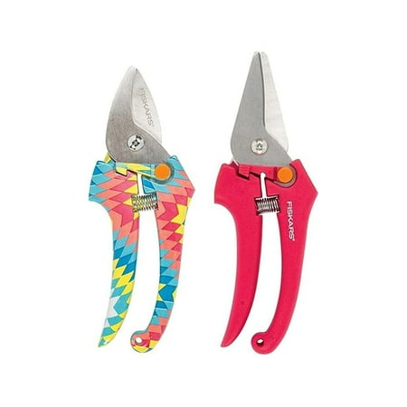 Fiskars Designer Pruning Shears and Snip Set, Stainless Steel Garden Tools, Green
