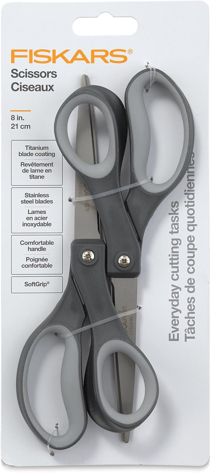 Fiskars Everyday Softgrip Titanium Scissors (8") - 2pk