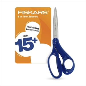 Tijeras Fiskars para estudiantes graduados, 8", punta fina, tijeras para escuela u oficina, azul