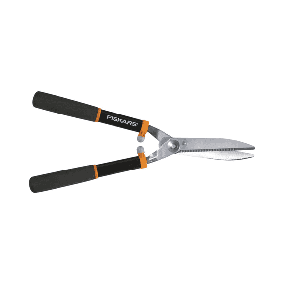 Fiskars Hedge Shears Power-Lever Steel Serrated, Black and Orange