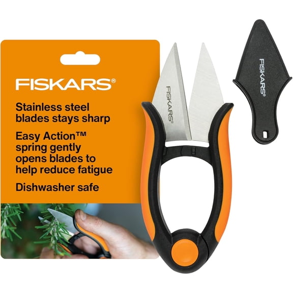 Fiskars Herb Garden Scissors, 5" Garden Shears, Handheld Herb Snips with Sheath and SoftGrip Handle, Dishwasher Safe
