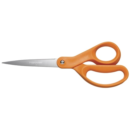 Fiskars Home Office Scissors 8" Straight, Orange, Everyday Scissors, 1 Count