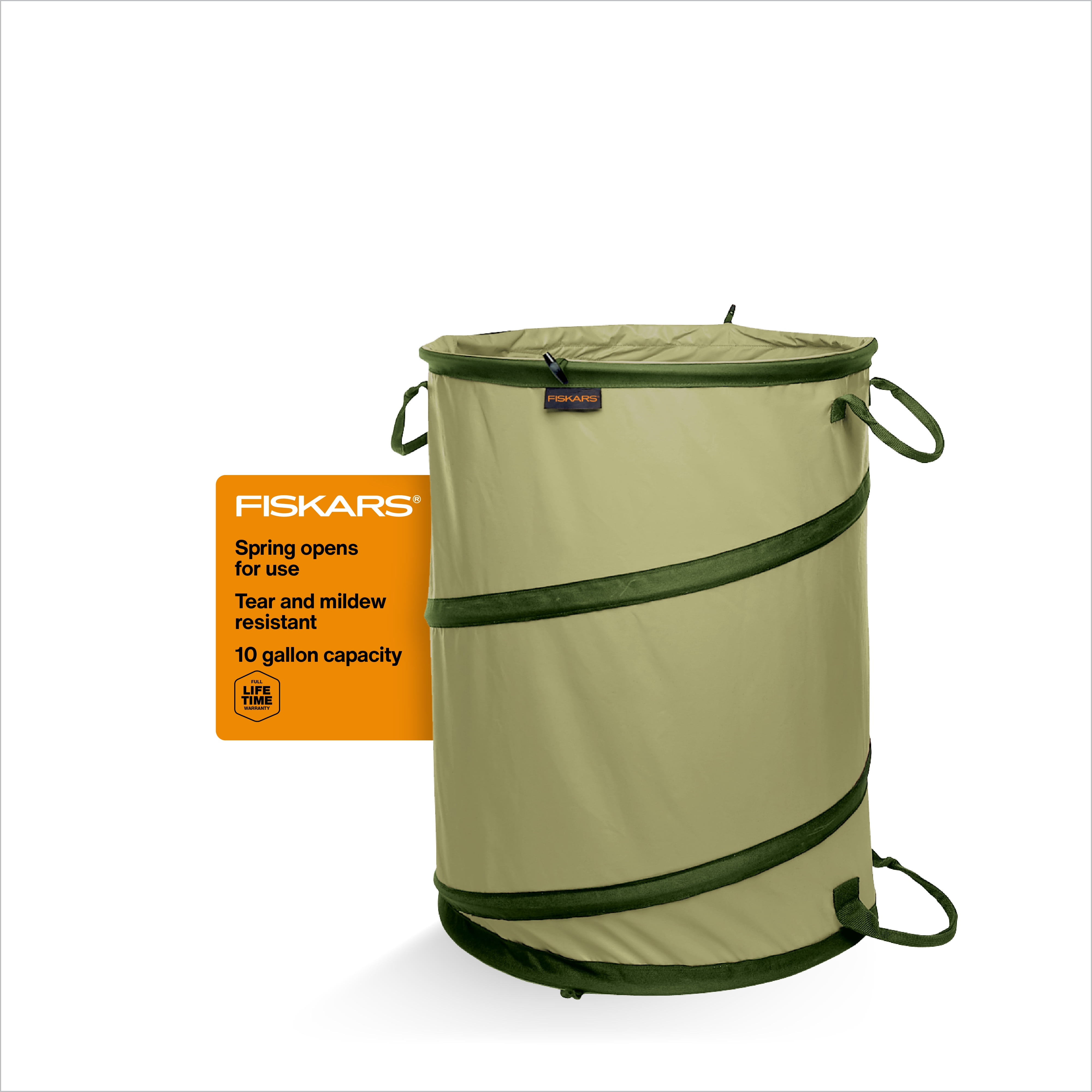 Fiskars, Kangaroo Collapsible Garden Bag, 10 gallons, Green