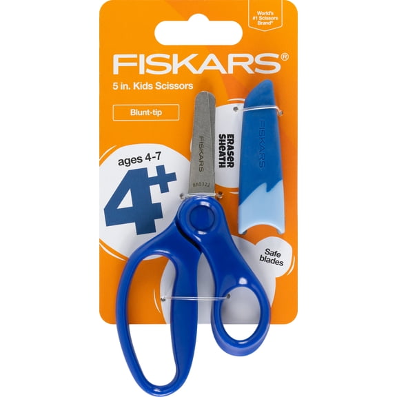Fiskars Kids 5 Inch Blunt Scissors with Sheath, Blue