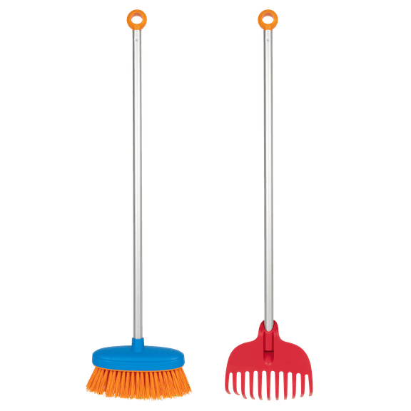 Fiskars Kids Clean-up Rake and Broom Set - Kids Gardening Set - 2 Piece