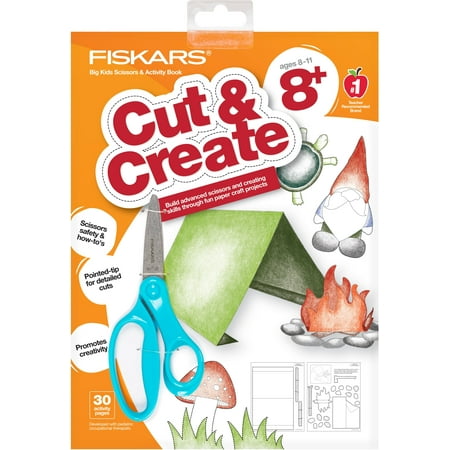 Fiskars® Kids Cutting Activity Book (Ages 8+) with Blue Big Kids Scissors (6 in.)