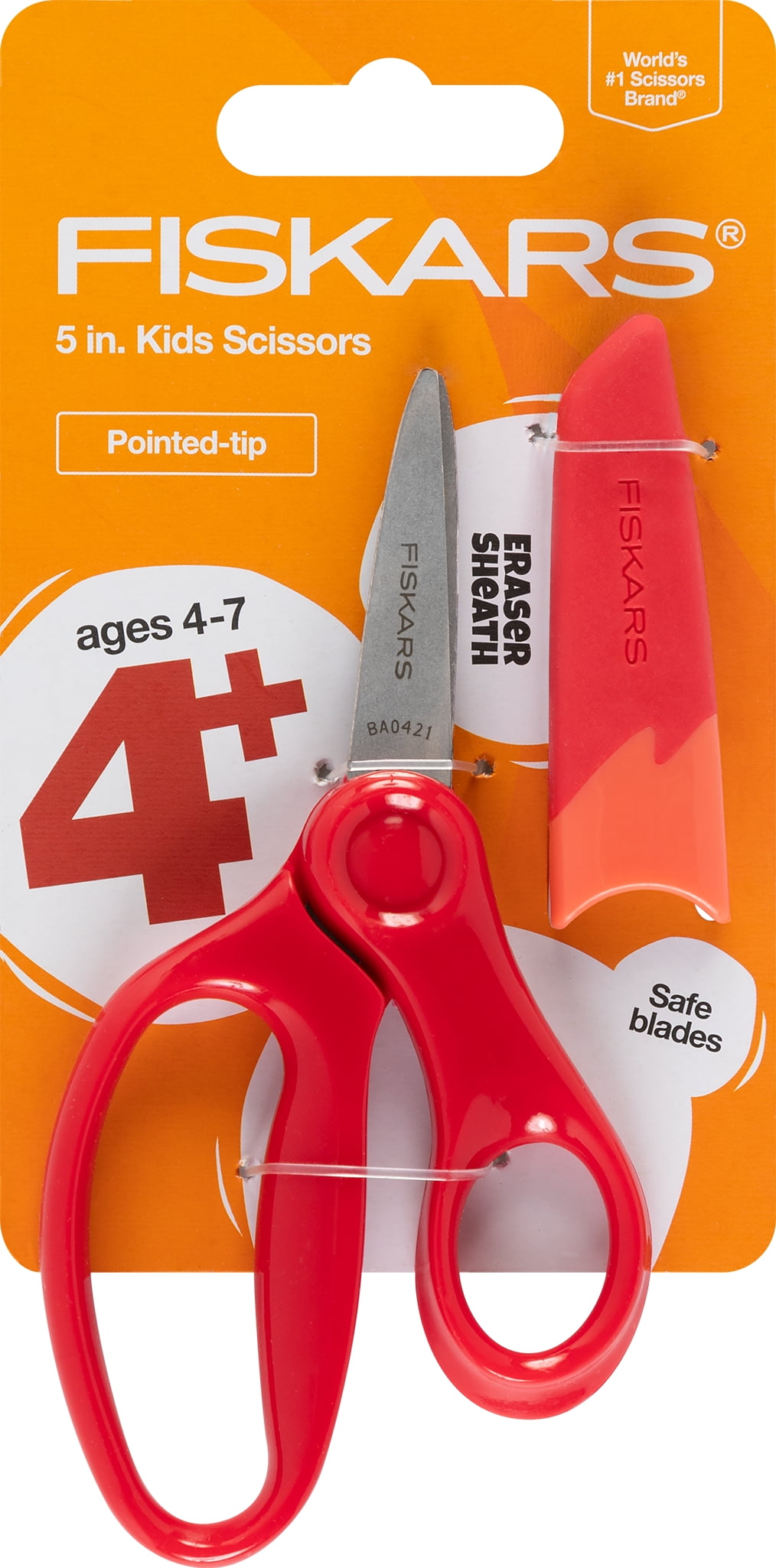 Fiskars Pointed Tip 5 Scissors for Kids 4-7, School Supplies, Red