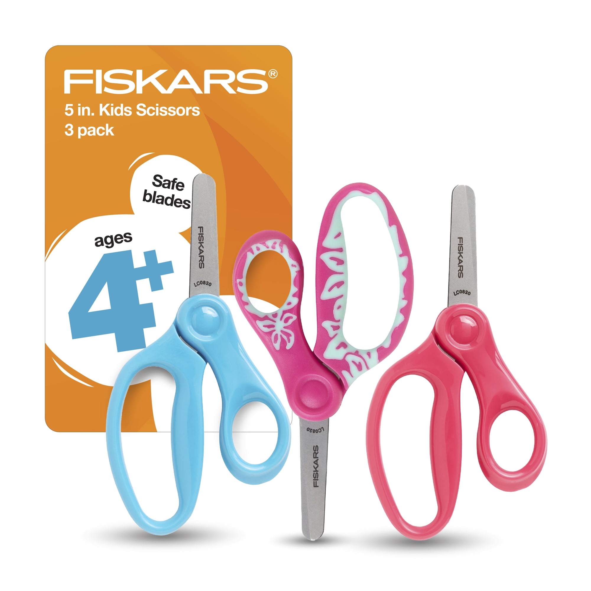 Fiskars Kids Scissors, Blunt-Tip, 5, 3 Pack, Turquoise, Red, Pink and  Light Blue