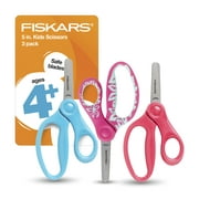 Fiskars Kids Scissors, Blunt-Tip, 5", 3 Pack, Turquoise, Red, Pink and Light Blue