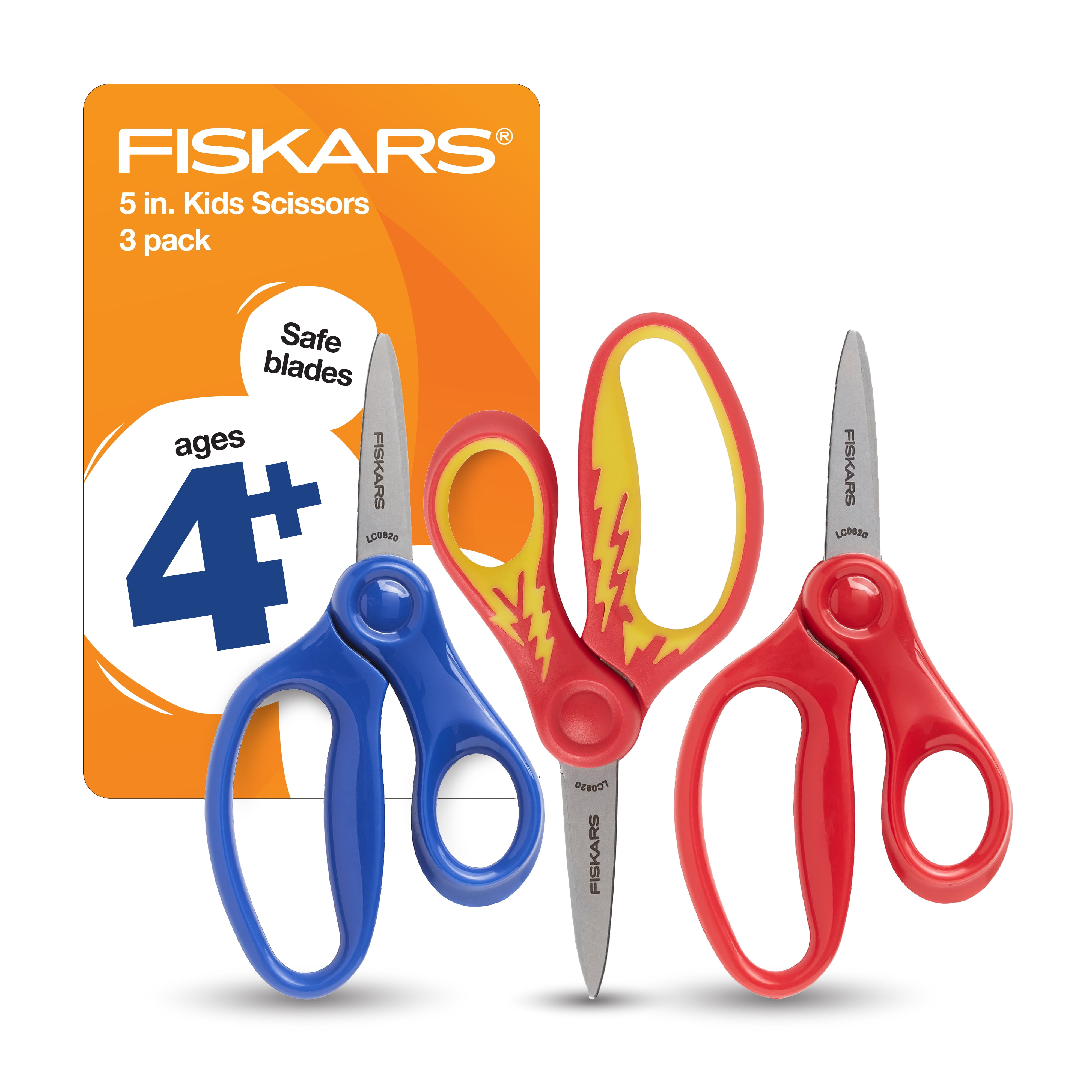 Kids' Scissors, 5 Handles, Pointed Tip, Assorted Colors, Pack Of 2 Scissors