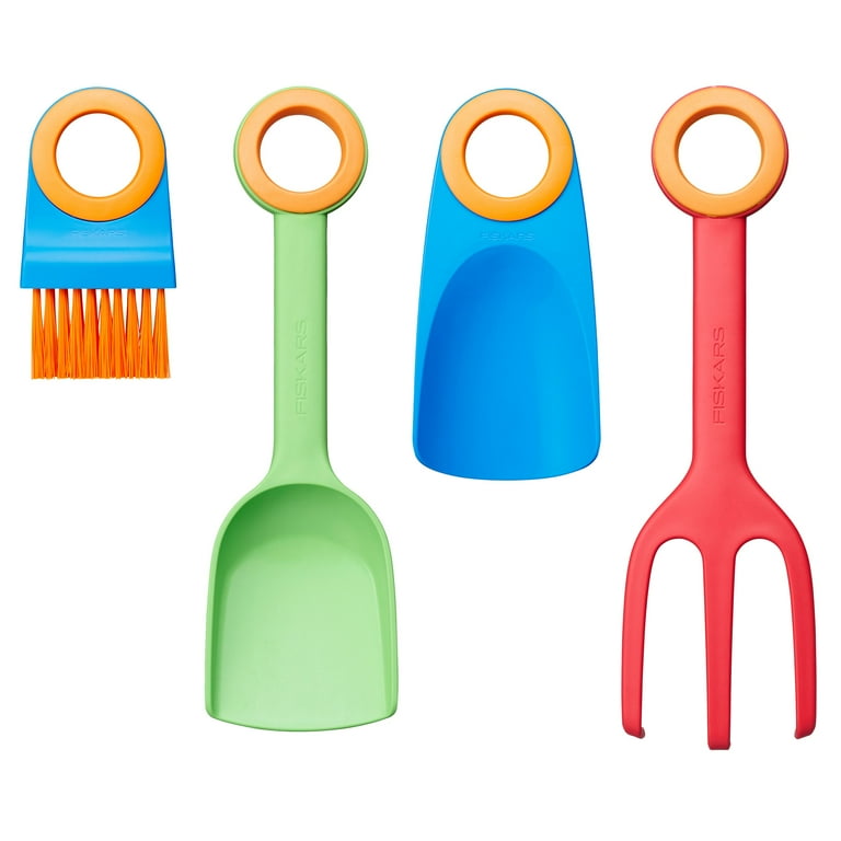 Fiskars Kids Scratch and Digging 4-Piece Outdoor Plastic Garden