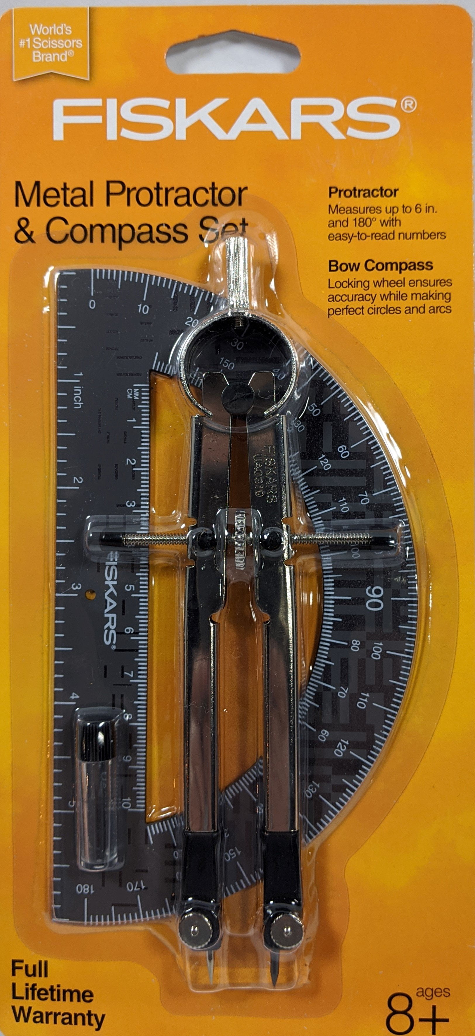 Fiskars Metal Protractor & Compass Set Black