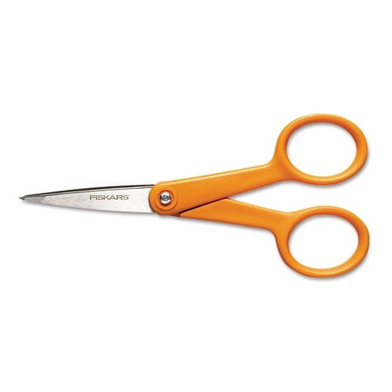 "Home And Office Scissors, Pointed Tip, 5"" Long, 1.88"" Cut Length, Orange Straight Handle | Bundle of 2 Each"