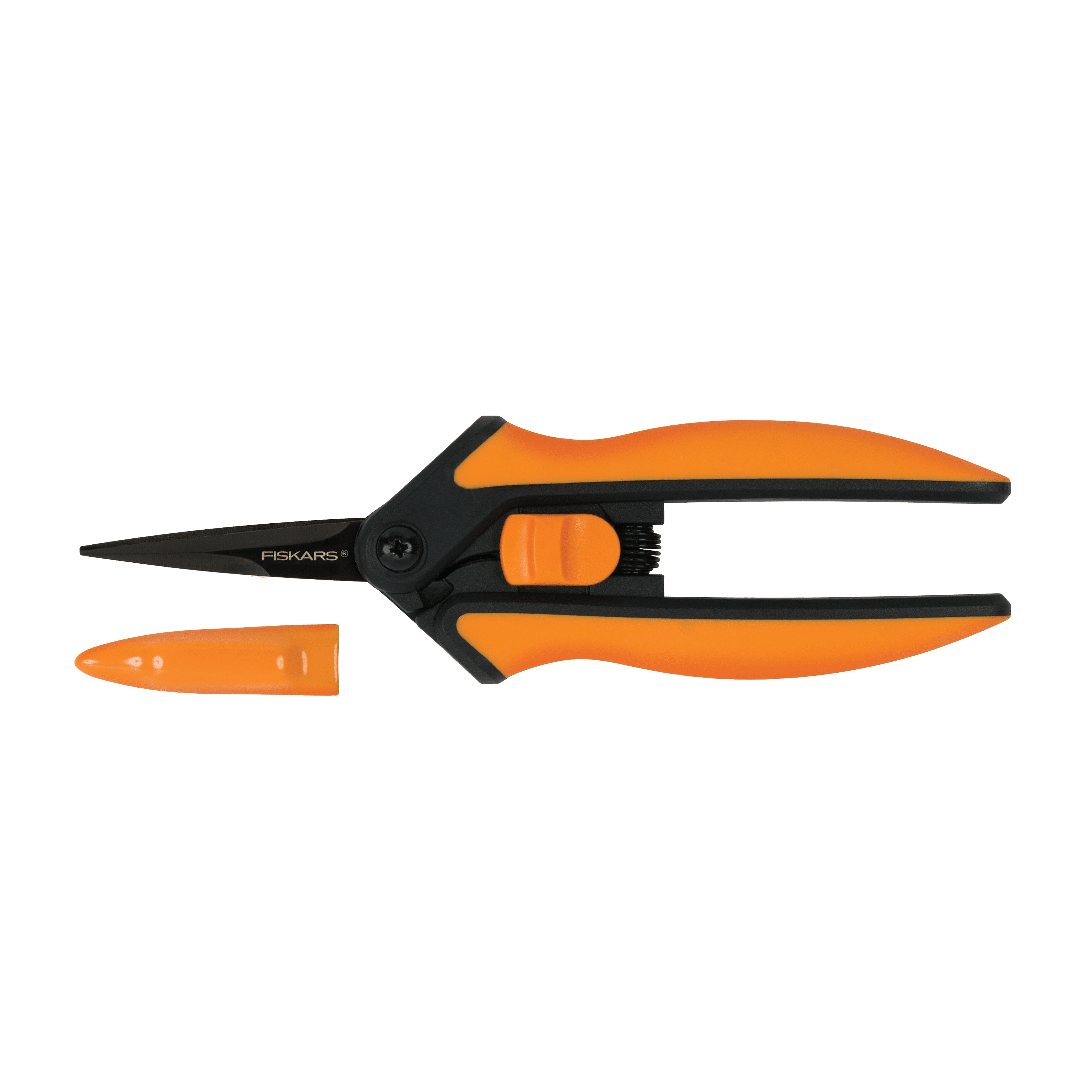 Fiskars 6" Non-stick Micro-tip Garden Pruning Shears, Orange and Black
