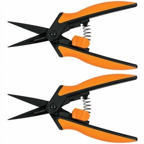 Fiskars Non-stick Micro-tip Garden Pruning Shears, Orange and Black, 2 Pack