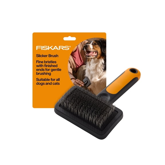 Fiskars Pet Slicker Brush, Cat and Dog Brush for Shedding, Gentle Grooming and Deshedding
