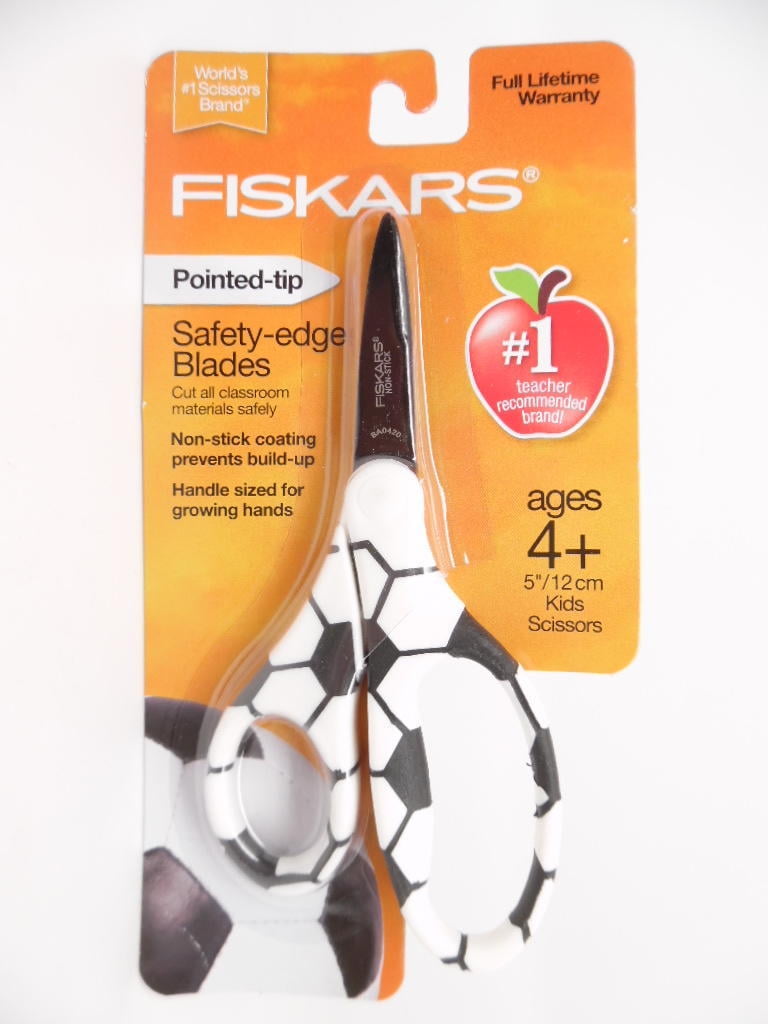 Fiskars PointedTip SafetyEdge Blades 5" Kids Scissors Soccer Print