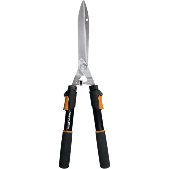 Fiskars Power-Lever Hedge Shears Extendable Handle - Adjustable Steel - 25" Handle, Black — Residential Use, Standard Application