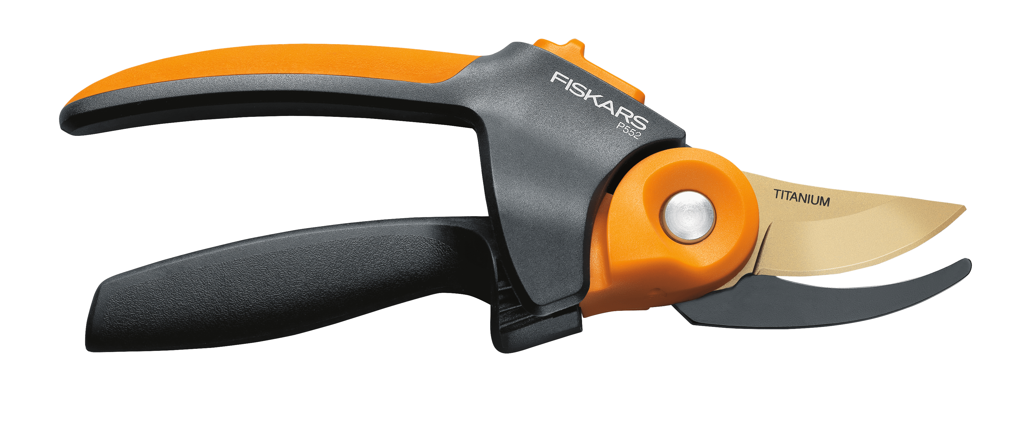 Fiskars 11.5" PowerGear2 Titanium Softgrip Bypass Pruner, 3/4" Cut Capacity Black and Orange