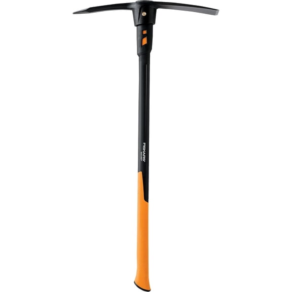Fiskars Pro IsoCore Dual-Ended Pickaxe and Hoe 36-Inch Shock-Absorbing Handle Durable Forged Steel for Digging and Cultivating - Orange/Black