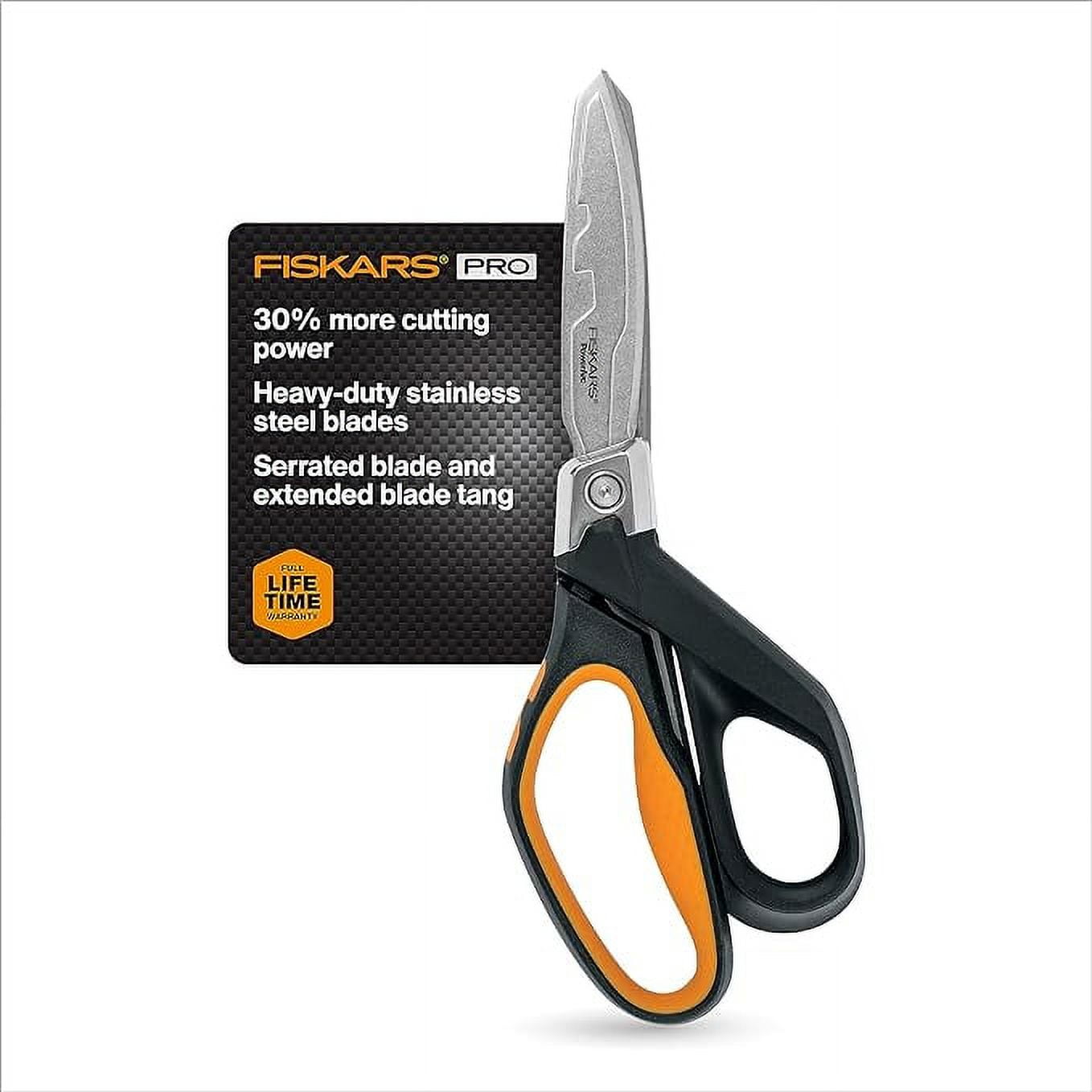 Fiskars Pro PowerArc Shears - 10" Heavy Duty Scissors - Building and Construction Tools - Orange/Black
