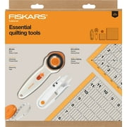 Fiskars Quilting Essentials 5 Piece Set: Rotary Cutter, Thread Snips, Measuring Tape, and 2 Rulers