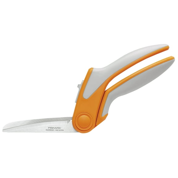Fiskars RazorEdge Easy Action Fabric Shears for Tabletop Cutting, Orange and Gray, 8 inch, 190850