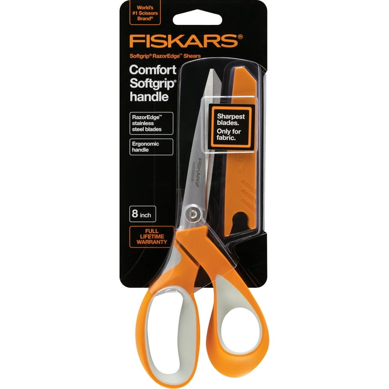 Fiskars RazorEdge SoftGrip Fabric Shears, 8, Pointed, All-Purpose Fabric  Cutting, Orange 