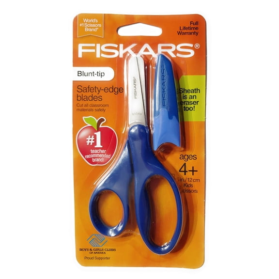 Fiskars Scissors Blunt-tip Safety-Edge Blades w/ Sheath (Navy Blue) RDD5