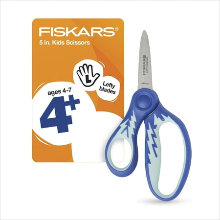 Fiskars Soft grip 5 Inch Pointed-Tip Left-Handed Scissor, 1 Piece, Craft and School Scissors