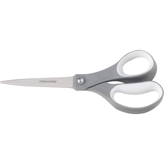 Fiskars Softgrip Stainless Steel Straight Scissors, 8", Gray