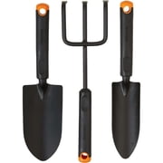 Fiskars 3-Piece Garden Tool Set - Trowel, Transplanter, Cultivator, Rust-Resistant Steel Heads, Ergonomic Handles for Planting, Digging, and Aerating Soil
