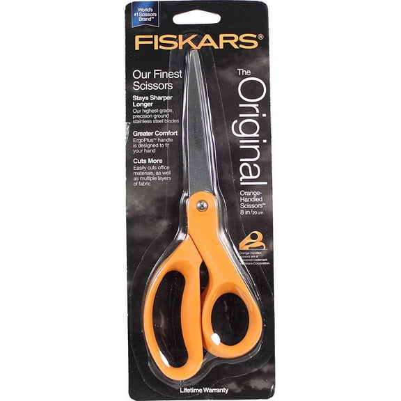 Fiskars Craft Scissors Straight Handle - Stainless Steel Blades, Pointed Tip - 8 In