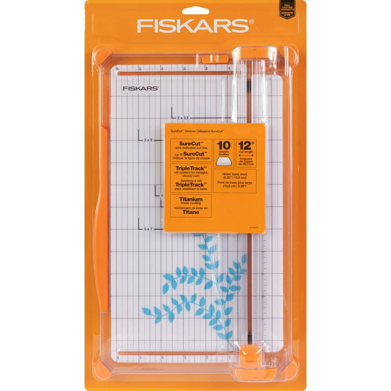 Fiskars SureCut Paper Trimmer 12” Cut Length Portable Swing-Out Arm Triple  Track