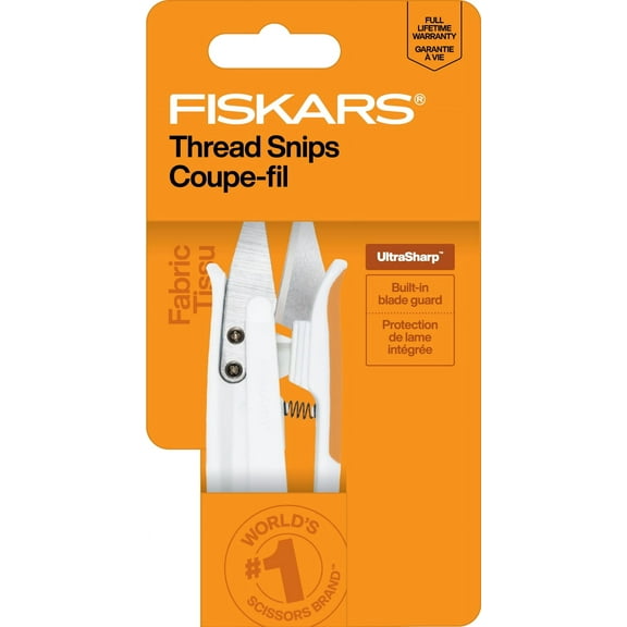 Fiskars 5" Scissors Craft Thread Snips, Ambidextrous, Stainless Steel, White