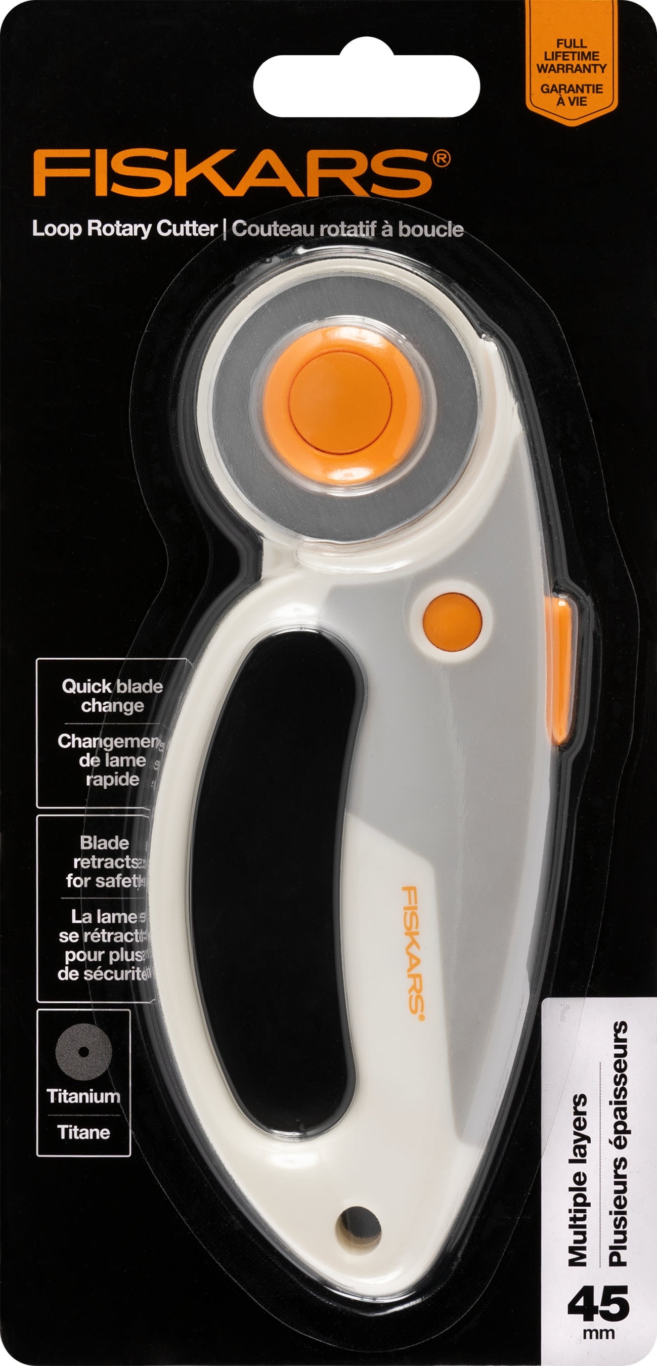 Fiskars Titanium Softgrip Loop Retractable Rotary Cutter 45 mm